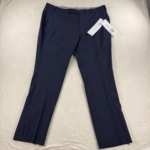 Calvin Klein Men's Slim Fit Navy Blue Dress Pants Wrinkle Resistant 38x30 NWT - Picture 1 of 7